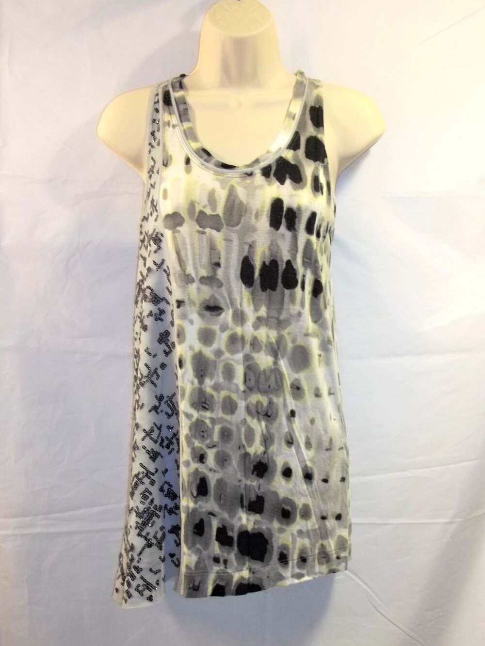 Simply Vera Vera Wang Womens Tank Top Size XS Racerback Animal Print Black Gray